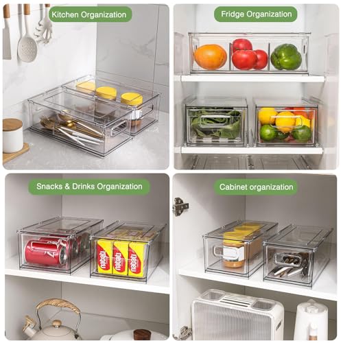 3.7QT Refrigerator Fridge Organizers Storage Bin with Pull-out Drawer,2 Pcs - image 7