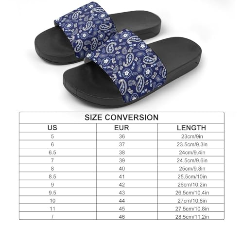 Deep Sea Navy Paisley Womens Slide Sandals Non Slip Summer House Slippers for Girls Slip-on Flip Flops2