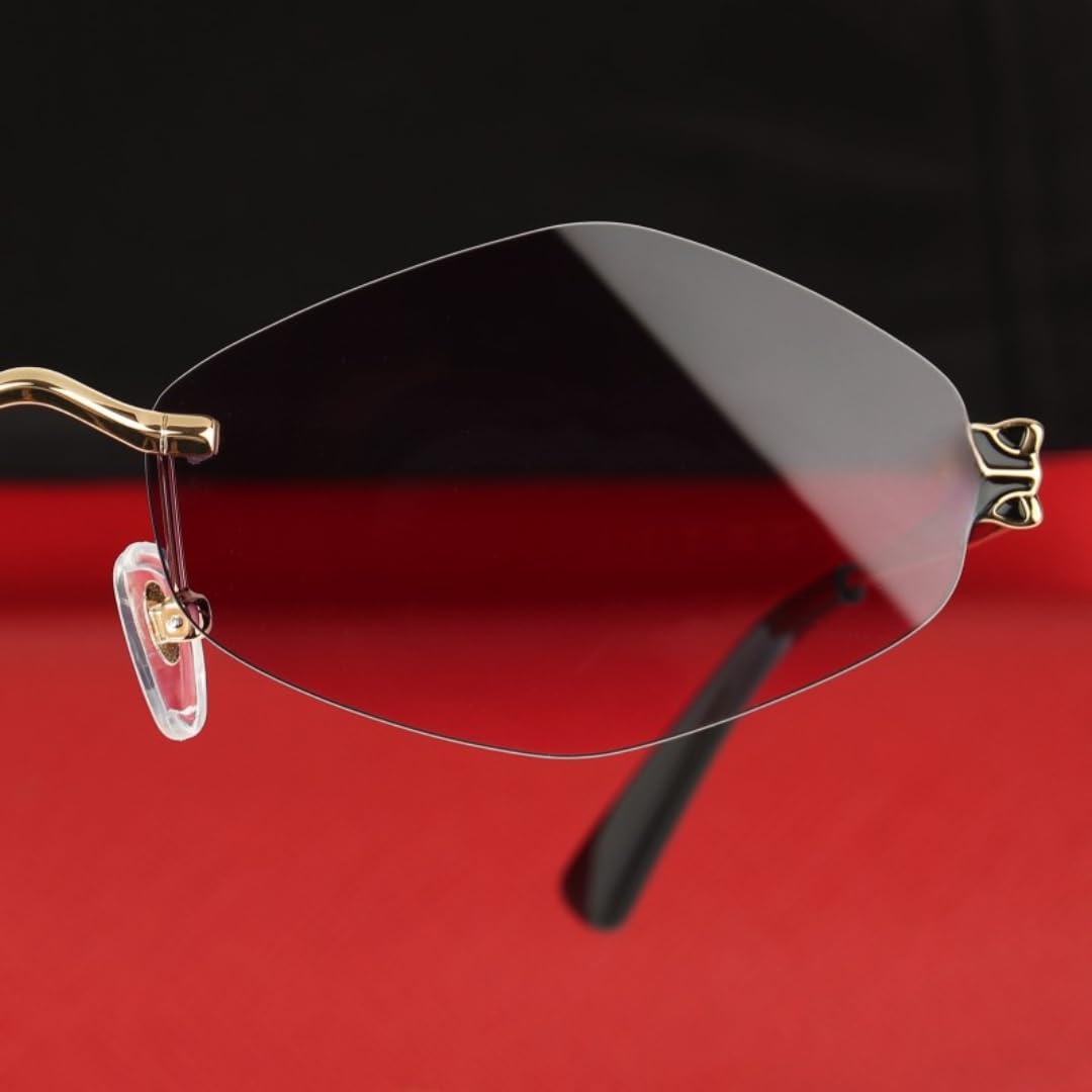 Damen-Sonnenbrille, randlos, klein, Vintage-Metallrahmen