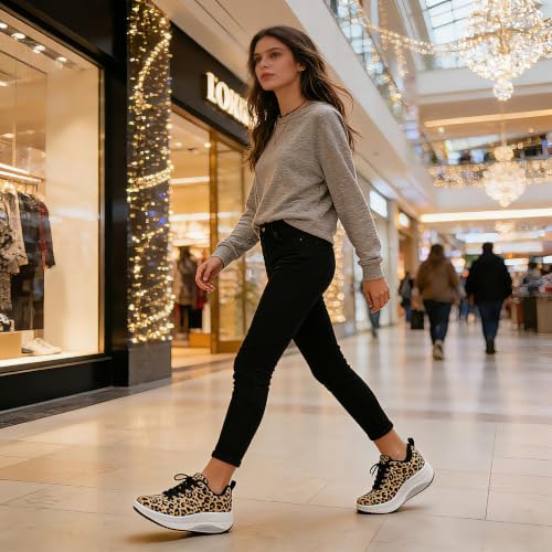 Image of RUIDENG Platform Sneakers for Women Walking All Day | Slip Resistant Work Shoes for Women Comfortable | 2 Inch Thick Wedge Rocker Bottom