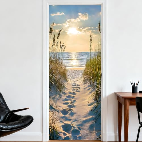 Image of Nuxovilar Beach Path Door Stickers Peel Stick PVC 30.3x78.7 Inches