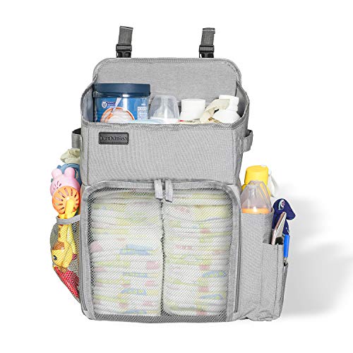 Hanging Diaper Caddy Organizer,Storage for Baby Nursery,Hang on Crib,Hanging Nursery Organizer, Crib Storage Organizer, Bag Holder (Gray)