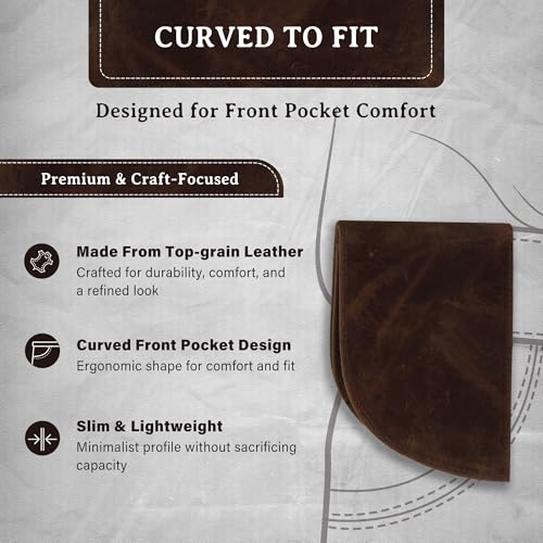 Image of ROGUE WALLET Genuine Leather Wallets for Men - Minimalist, Classic Curved Front Pocket w / 3 Card Slots, Plastic ID Card Slot & Full Billfold Section - Gifts for Men (Distressed Brown)