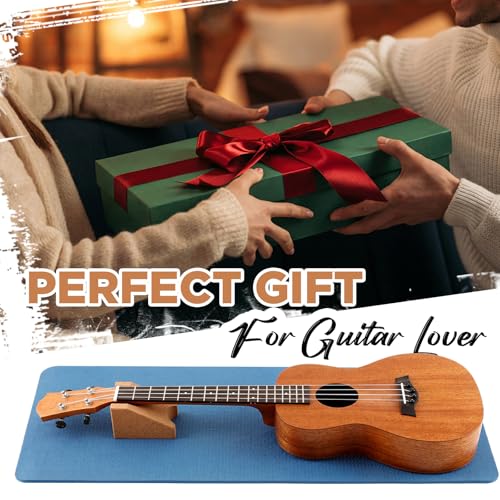 Image of Klyyo 41 In Guitar Mat with Neck Rest, 8mm Extra Thick TPE Non Slip,Blue | Dual Height Cradle for Bass Guitar, Repair Bench Pad for String Change Cleaning, Fits Acoustic Electric Ukulele