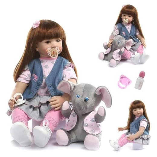 ZIYIUI Bambole Reborn Originali 24 Pollici 60 Centimetri Realistico in Silicone Morbido Femmine che Sembrano Vere Neonate con Capelli Lungh Toddler