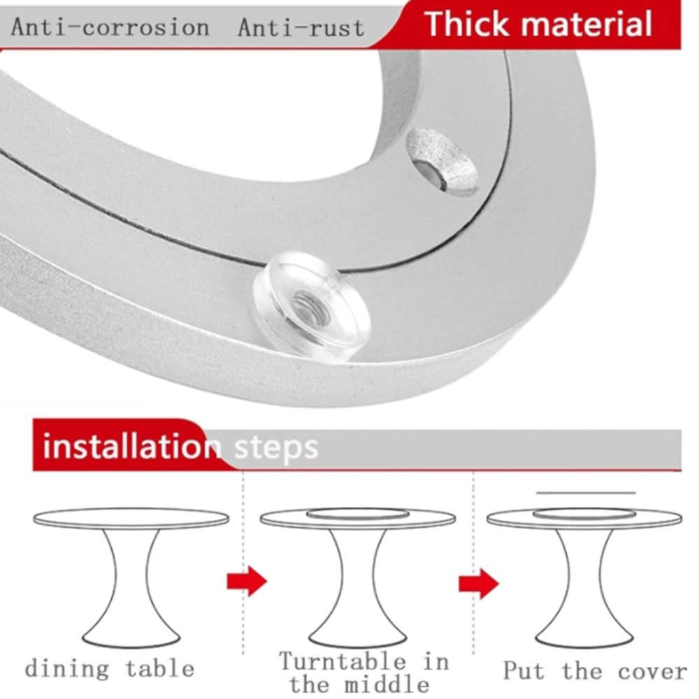 Cuscinetto Girevole in Lega di Alluminio, Base Girevole Lazy Susan Resistente per Tavolo da Pranzo, Piastra Girevole fluida, 4"-40" (Dimensioni: 25 cm (10 Pollici))
