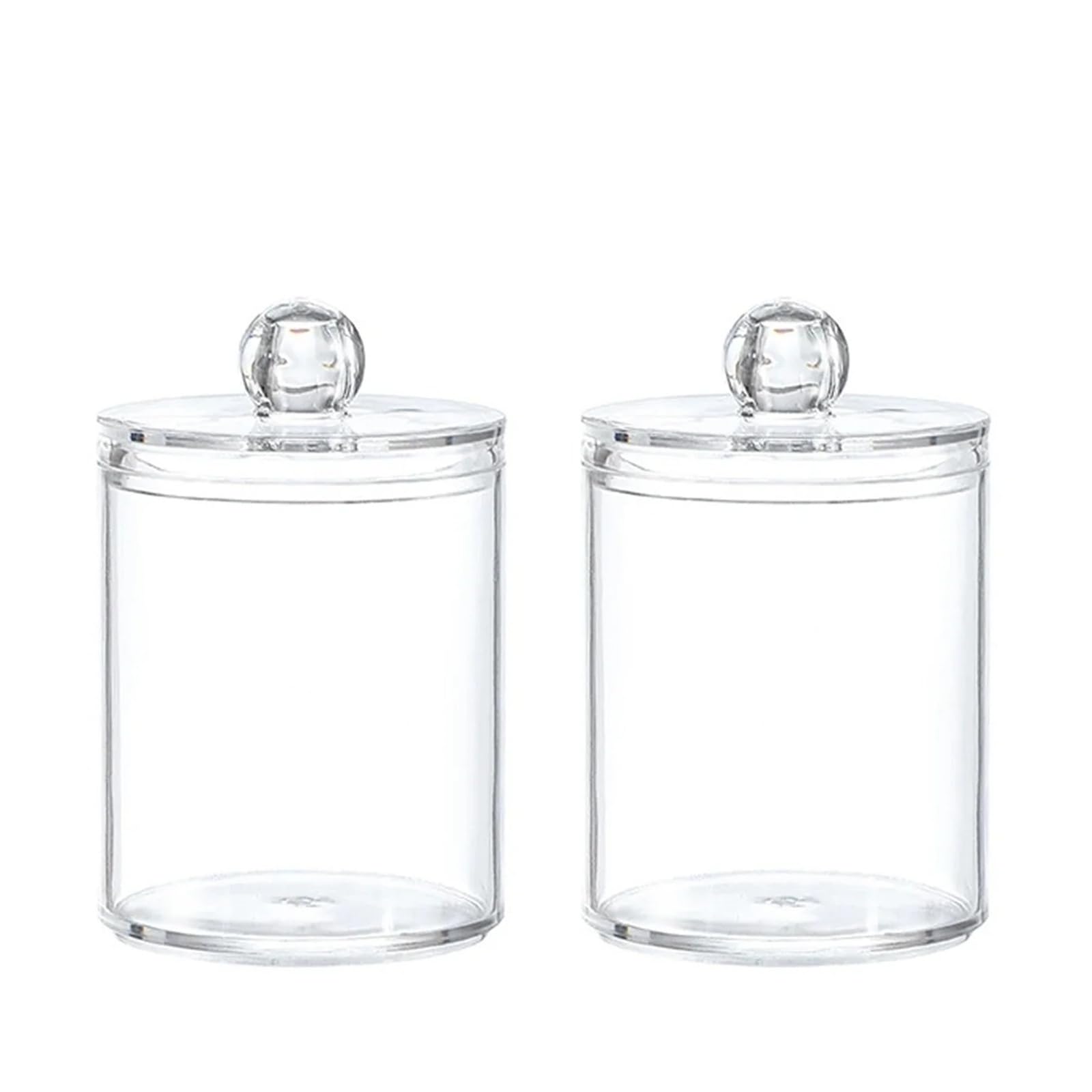 EVAWOIFN Cotton Swab Holder Circular Cotton Swab Box Transparent Plastic Cover Simple Toothpick Beautiful Ball Dental Floss Stick Jewelry Storage(2pcs)