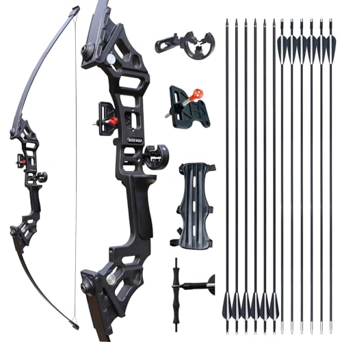 IS-TONGTU Archery Bows for Adults, Takedown Aluminum Alloy Riser Bow and Arrow Set for Adults Beginners, 30 40 Lbs Right Hand Archery Set with 12 Arrows Recurve Kit