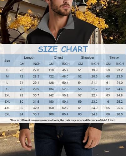 Mens Cotton Blend Casual Half Zip Long Sleeve Hoodie Casual Ethnic Geometric Fashion Multi-Color Autumn Sweatshirt3