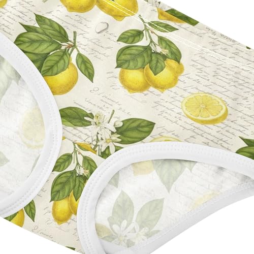 Vintage Yellow Lemons White Floral Little Girl Panties Girls Underwear Toddler Cotton Print Briefs Kids Undies 2t4