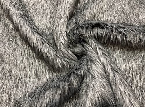 Tissu en imitation fourrure luxe argent noir pour fausse pelisse haute couture
