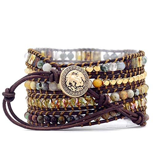 Image of Boho Wrap Bracelet for Women, Handmade Natural Imperial Jasper Multi-Layer Stone Beaded Bracelet, Bohemian Healing Crystal Stone Jewelry Gifts