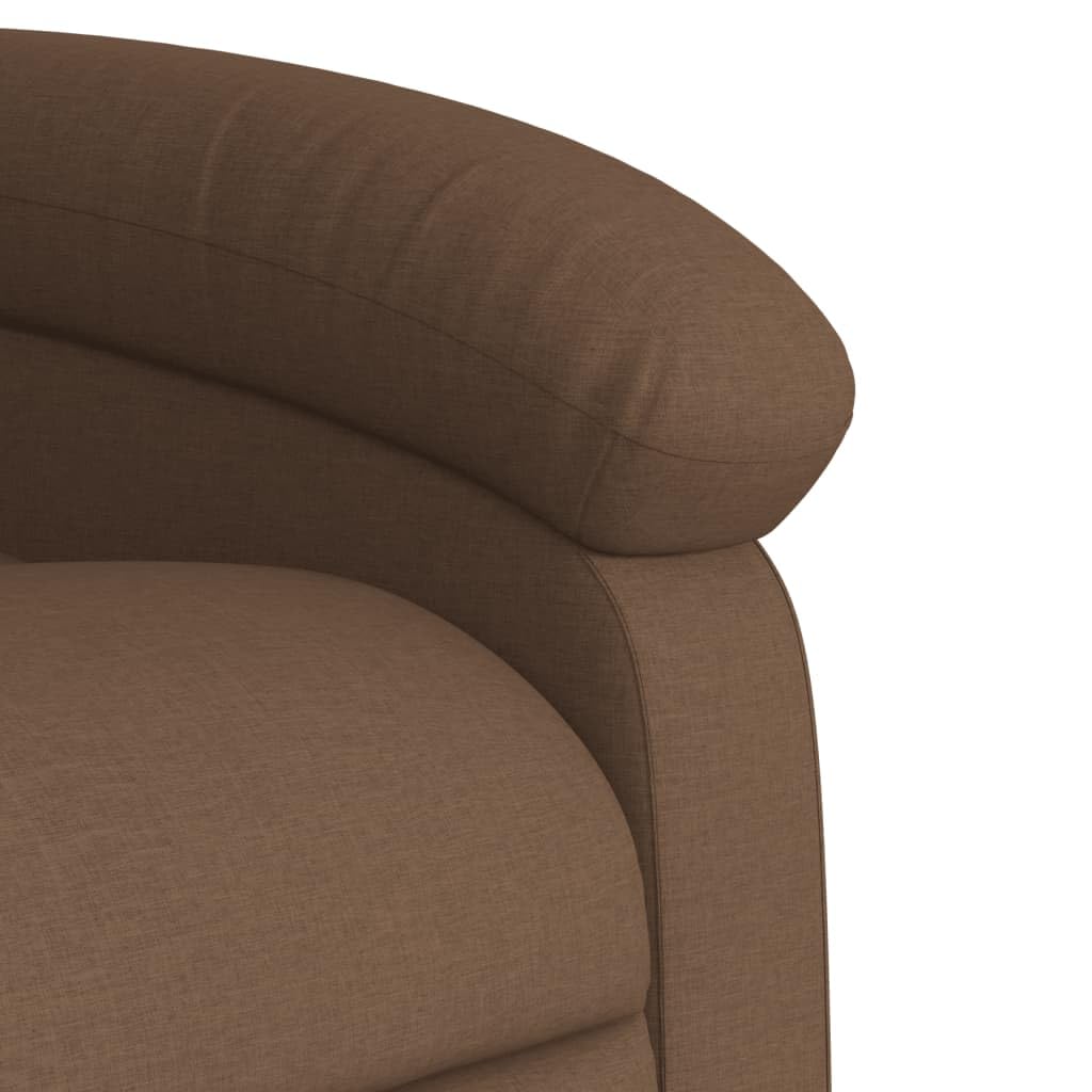 Fotel relaksacyjny z brązowego materiału z ręczną funkcją leżenia, regulowany do 135 stopni, ergonomiczny fotel telewizyjny z tapicerką, drewniana rama metalowa, wygodne krzesło do salonu