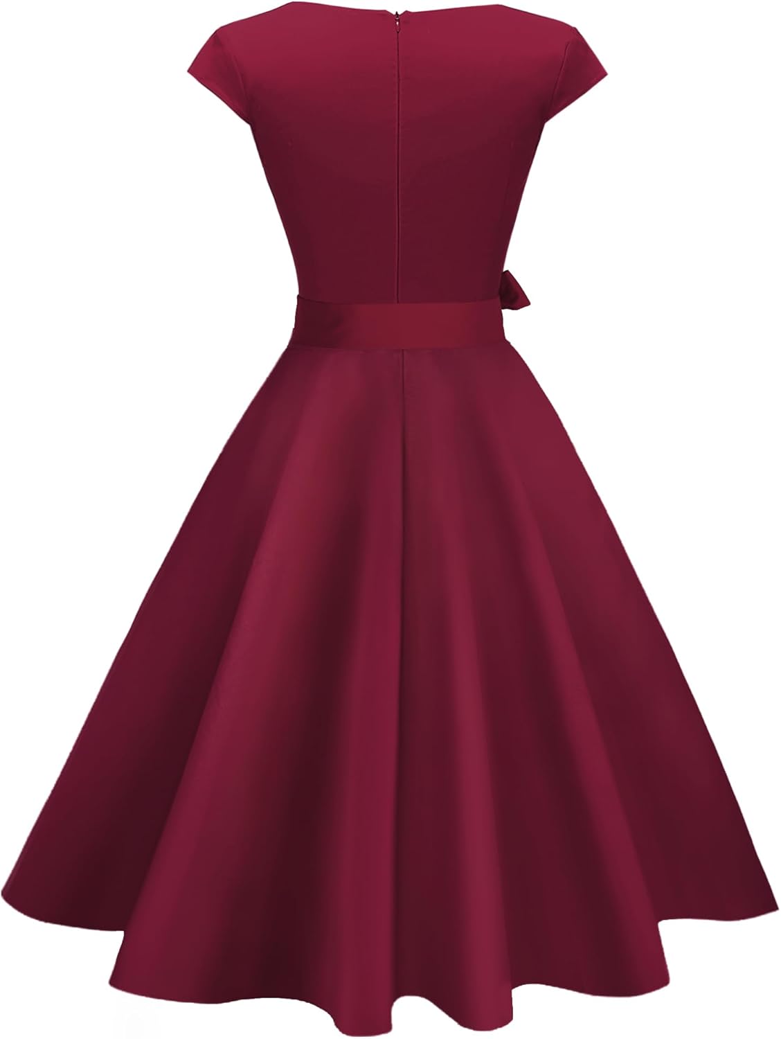 OBBUE Women's Vintage Cocktail Dresses V Neck 1950s Dresses Homecoming Party Short Sleeves Dress with Pockets - Image 3