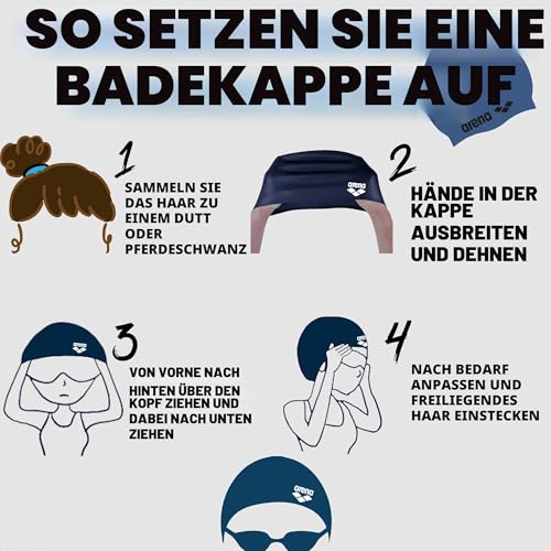 arena Classic Unisex Silikon-Badekappe, Schwimmkappe für Frauen und Männer, Badekappe mit Verstärktem Rand, Weiche und Strapazierfähige Schwimmkappe