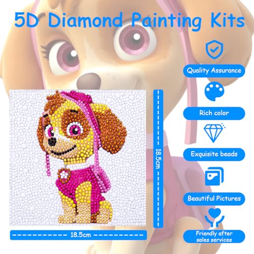 Image of PATPAT 5D Diamond Painting Kits for Kids 5D Diamond Painting with Frame, Arts and Crafts for Kids Gem Stickers by Number Kits DIY Painting Arts Crafts Supply Set
