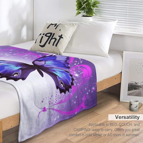 Couverture polaire violette imprimé papillon idée cadeau maison
