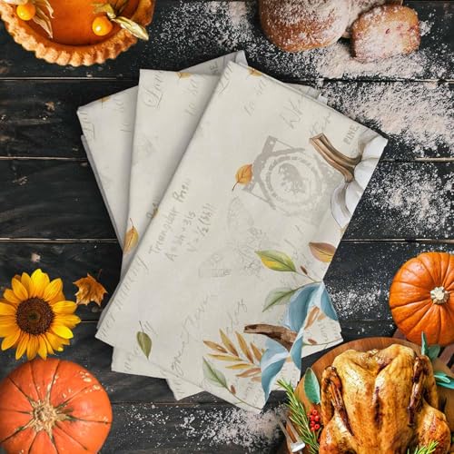 Image of Fall Kitchen Towels Harvest Pumpkin Thanksgiving Hand Towels Leaves Sunflower Dish Towel Cleaning Cloth Soft Absorbent Quick Drying Dish Cloths for Kitchen, Bathroom Autumn Decoration