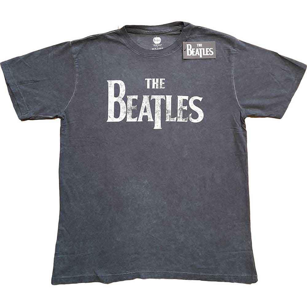 The Beatles Drop T Logo Snow Wash officiel T-shirt Hommes unisexe - Les Beatles, Paul McCartney, John Lennon, RIngo Starr, George Harrison The Beatles Drop T Logo Snow Wash officiel T-shirt Hommes unisexe