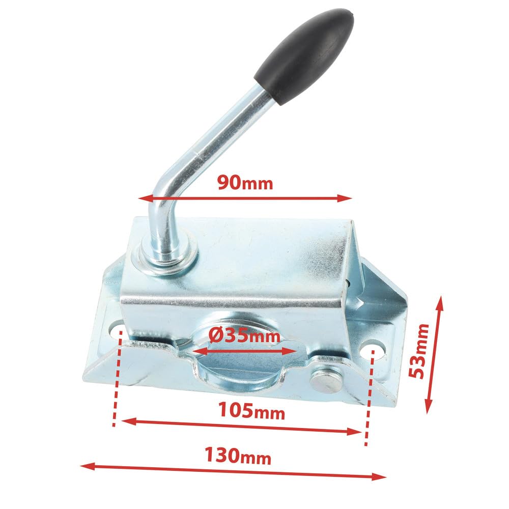 MECA24 Roue Jockey - Tube acier 35mm - Jante métal - Bride de fixation acier diam. 35mm - compatible tous types de remorques