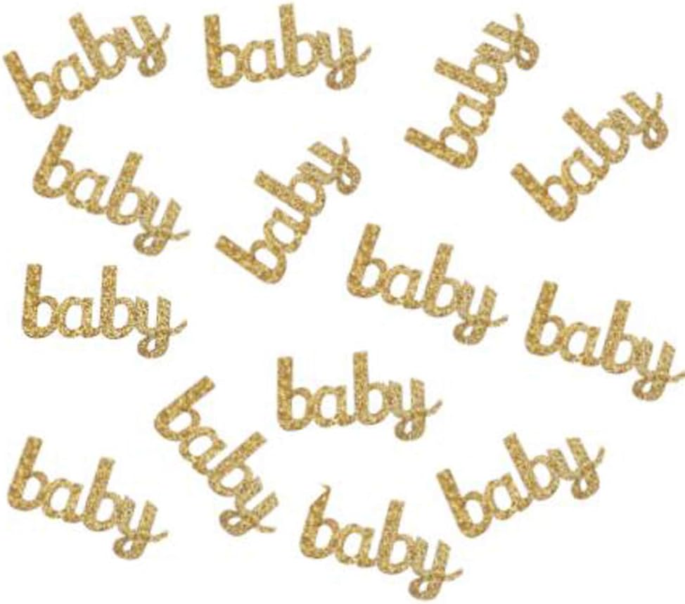 Shiningparty Baby Shower Confetti Gender Reveal Party Table Confetti Double -Side Glitter Baby Paper Confetti,100pcs (Gold)
