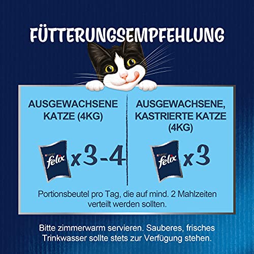 Felix Sensations Saucen Katzenfutter nass, Sorten-Mix, 4er Pack (4 x 24 Beutel à 85g)