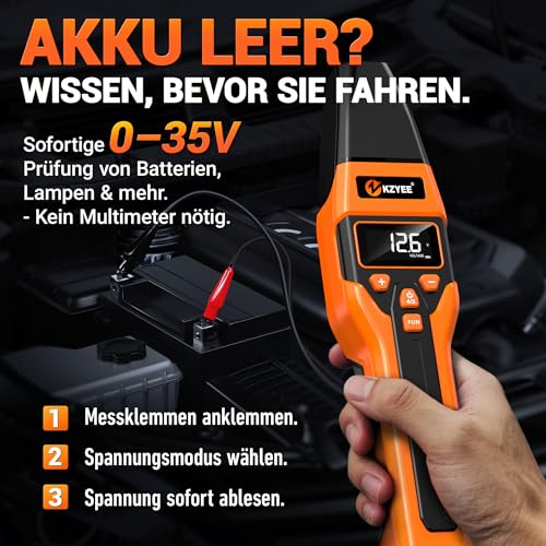 KZYEE KT80 Zündlichtpistole für 6-12V Benzinmotor (2/4-Takt), Digitale Stroboskoplampe mit Schließwinkel- & Spannungstest/Advance & RPM, Upgrade LED Zündzeitpunktpistole mit eigener Stromversorgung