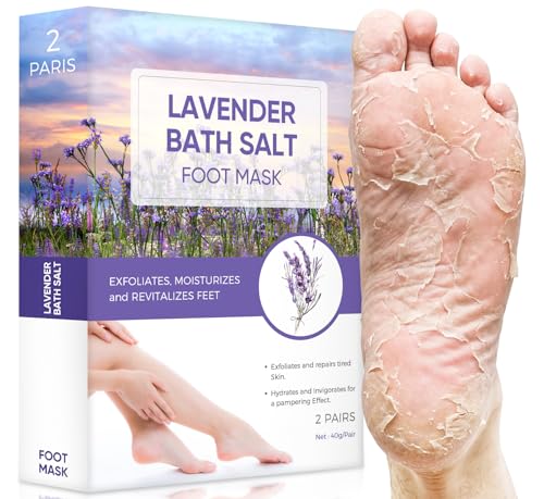 Foot Peel Mask, Lavender Foot Mask Natural Exfoliator for Dry Dead Skin, Callus, Peeling Foot Mask Repairs Heels & Removes Cracked Feet & Rough Heels Enjoy Baby Soft Smooth Feet