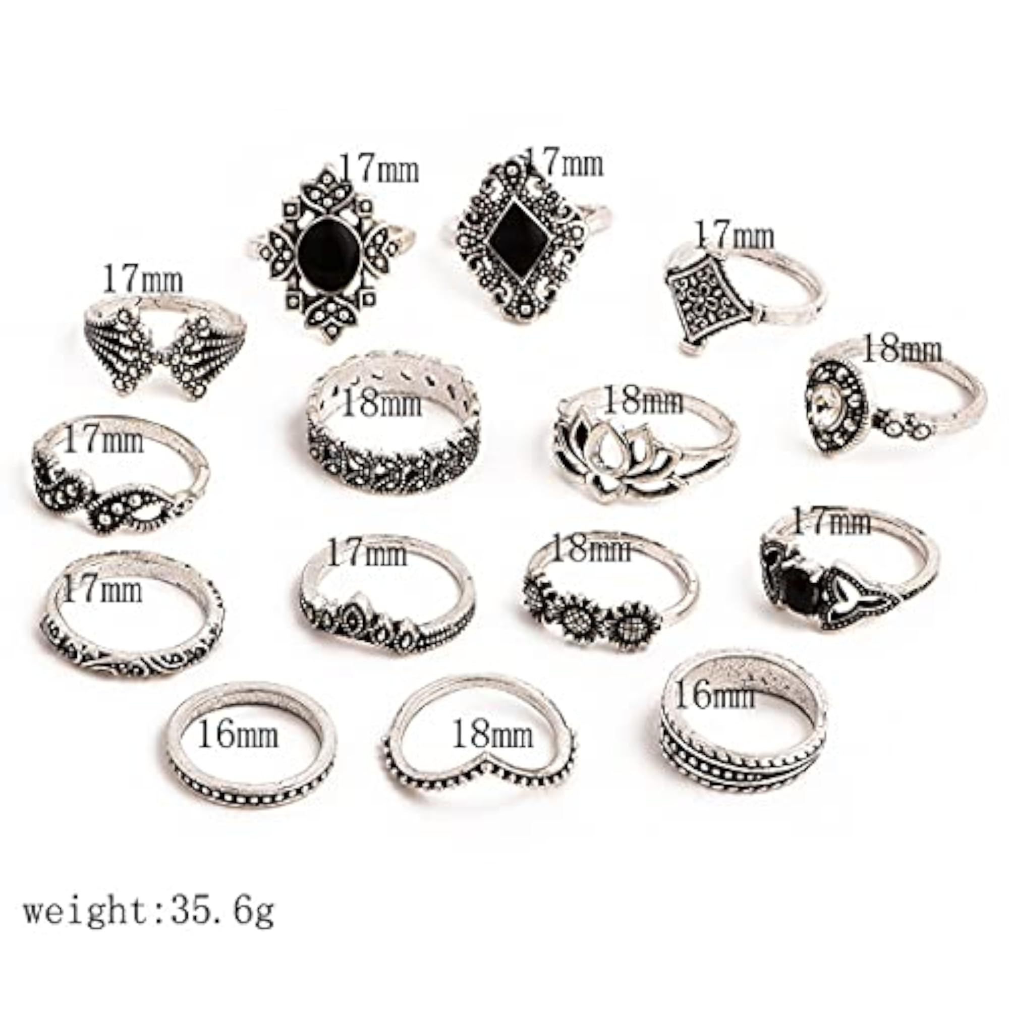 Silver Plated Rings Combo Set