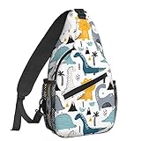 Famame Cute Animals Dinosaur Sling Backpack Chest Bag Crossbody Shoulder Bag Gym Cycling Travel Hiking Daypack For Men Women