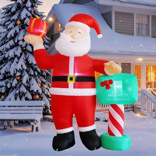 210cm Weihnachtsmann Aufblasbar mit LED Beleuchtet, Aufblasbarer...