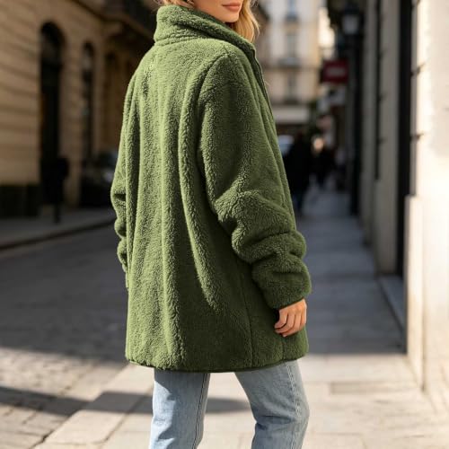 Sherpa Jacket Women Stand Collar Teddy Fleece Coat Fall Winter Outerwear - image 3