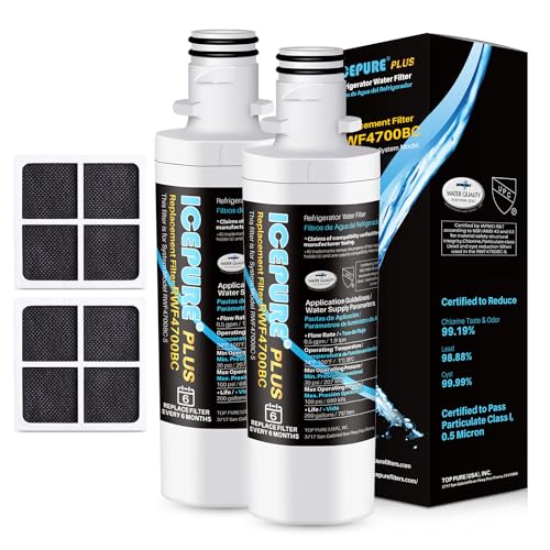 ICEPURE PLUS ADQ747935 NSF 53&42 Certified Replacement for LG LT1000P MDJ64844601, Kenmore Elite 9980, LT1000PC ADQ74793501 LT1000 RWF4700A RWF4700AB Refrigerator Water and LT120F Air Filter,2Combo