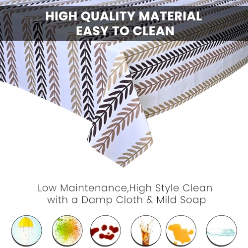Image of Wings Star Premium Dining Table Cover for 6 to 8 Seater, 60 x 90 inch Size, Waterproof and Dustproof (60x90 inch- 6-8 Seater) Repeated Leaf & Vine Pattern