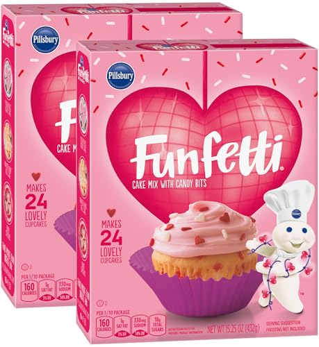 Funfetti Valentine Cake & Cupcake Mix, 15.25 oz Box (Pack of 2)