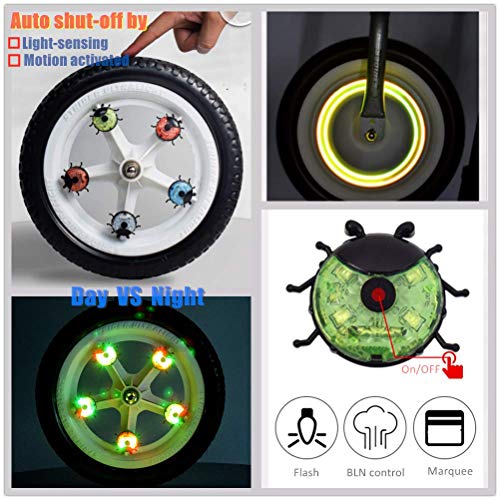 image for INWISH Kids Ladybug Bike Spoke Lights, 4 Pack Front and Back Bicycle W