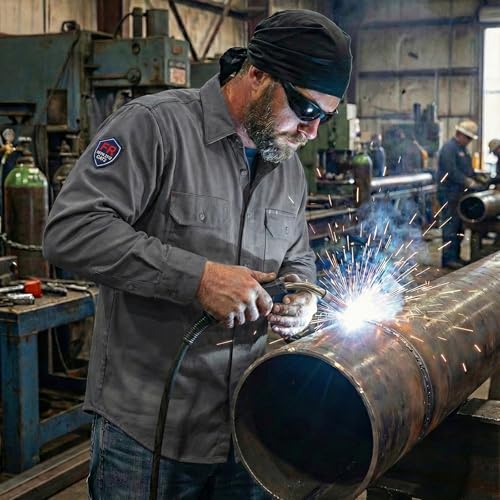 Image of Ousafeve FR Shirts for Men Hi Vis 6.5oz Flame Resistant Welding Shirts | UL Certified, Loose Fit, 100% Cotton, NFPA2112 CAT2 Arc Flash Rated, Fire Retardant Shirt for Men