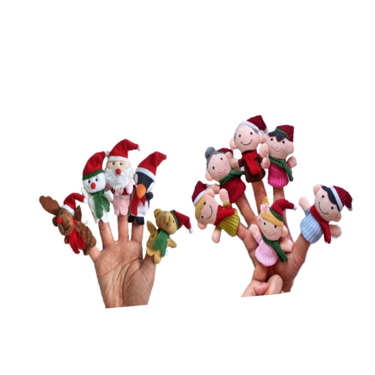 Toyvian 22 Pz giocattoli per bambini marionette natalizie da dito imbottitura per calze di Natale giocattolo burattini bambola da dito per bambini bambola da dito di natale Cartone animato