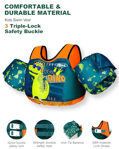Image of AEOCOO Puddle Float Jumper for Swiming, Toddler Swim Vest for Water Play, Pool Floats with Swimming Arm Floaties Swim Jacket & Water Wings for Kids Swimmies, Boys, Girls, Ninos