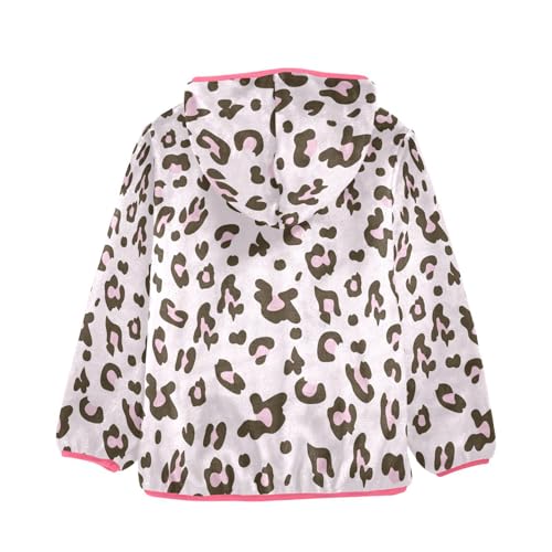 OTVEE Pink Leopard Skin Animal Print Kids Hoodie Jacket Fall Spring Full Zip Warm Outwear Coat2