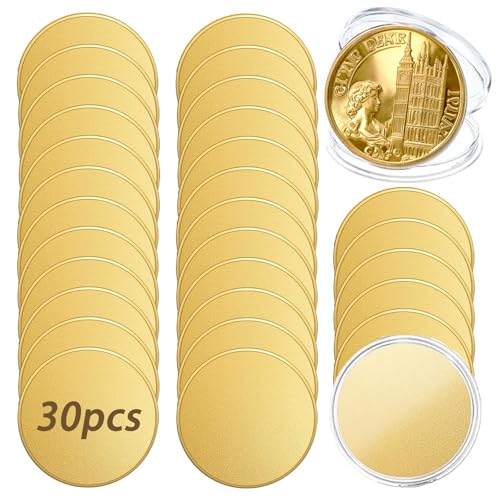30PCS Brass Coin Blanks 40mm Diameter 2mm Thickness Laser Engravable Coins for DIY Customization Personalized Gifts Challenge Coins Memorial Projects