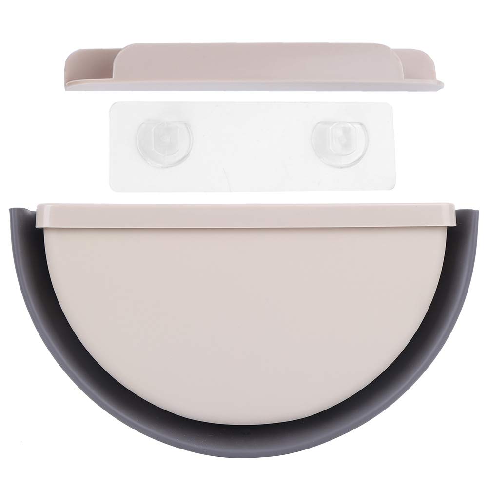 Restokki Hanging Folding Mini Trash Can for Kitchen Cabinet Door, Trash Can, Rubbish Garbage Container Waste Bin for Kitchen Bathroom(Beige)