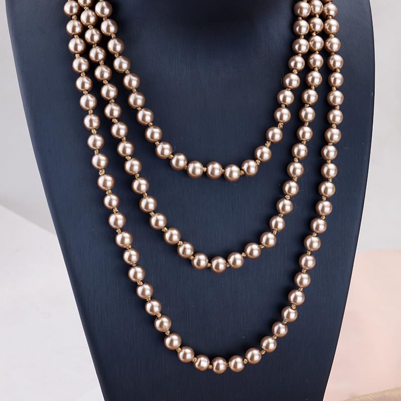 Retro Vintage Pearls Necklace - Long Layered Imitation Pearls Strand Costume Jewelry for Women & Girls2