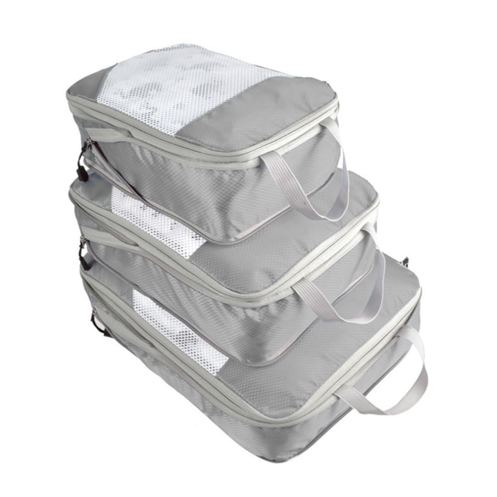 SosimcotySosimcoty Compression Packing Cubes, 3 Pieces L+M+S Expandable Storage Travel Bags Luggage Organisers (Grey)