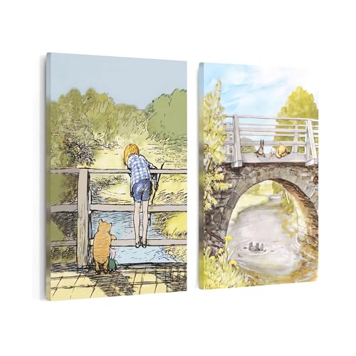 Monem Art 2-Piece Vintage Winnie Pooh and Friends Canvas -