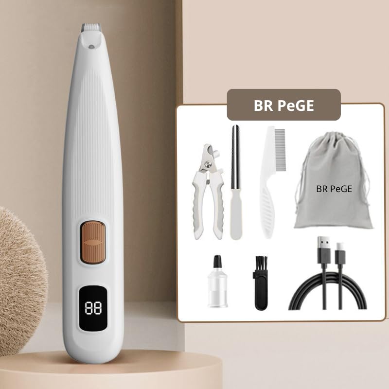 Dog Paw Trimmer with LED Light, Upgraded Safety Electric Paw Trimmer for Dogs and Cats Paw Cleaner, 35dB Low Noise Multifunctional Dog Clippers Recharg. Hair Shaver for Paws, Ears, Face,Rump and Eyes