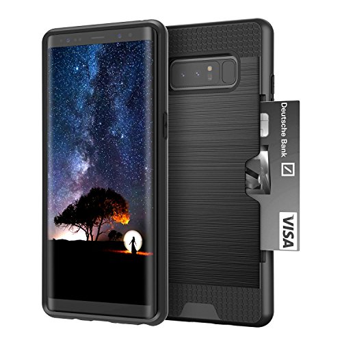 Vmini Samsung Galaxy Note 8 Case, Note 8 Shockproof Case with Slim Dual Layer Wallet Design and Card Slot Holder, Drawing Cover Design, Black