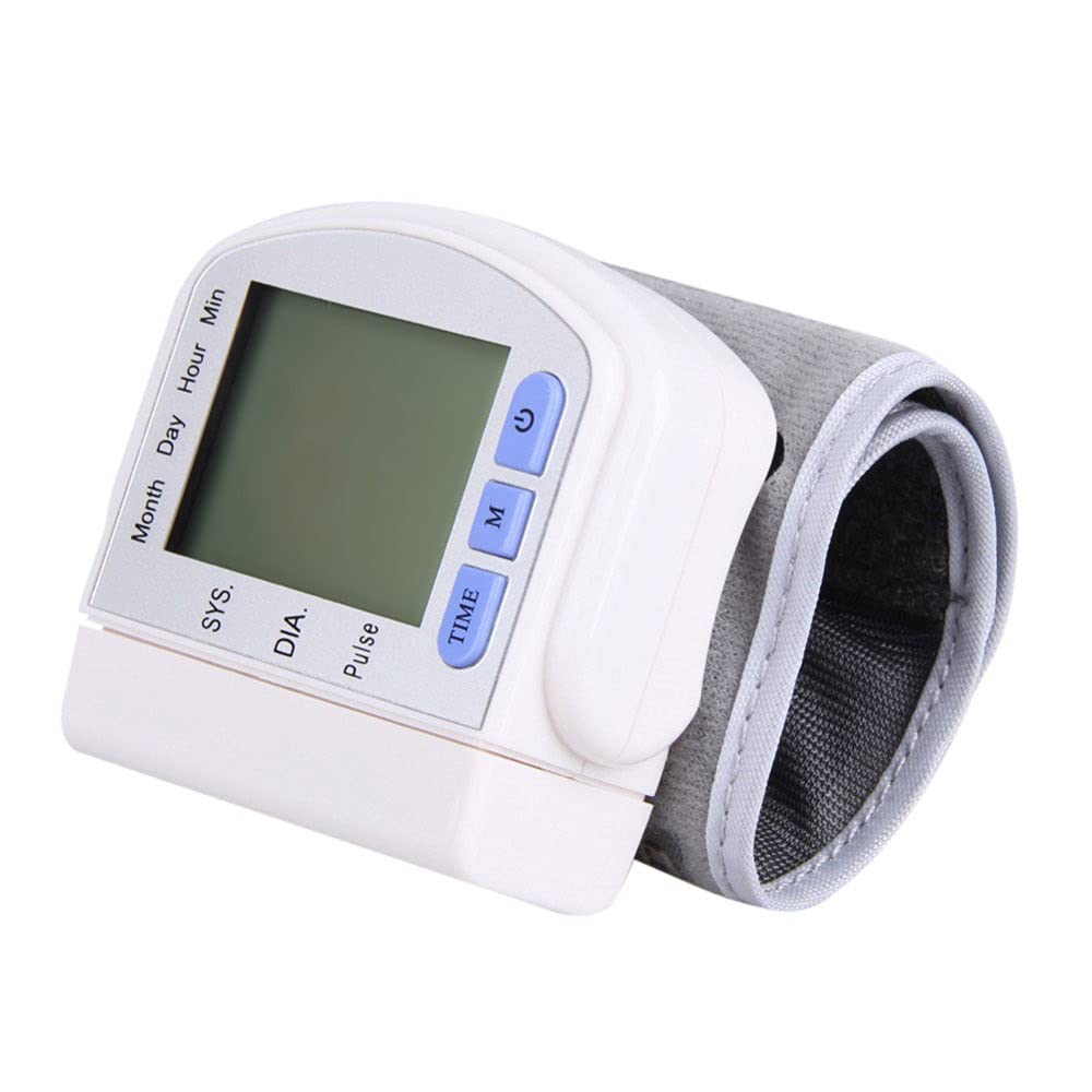 Monitor de presión Arterial de muñeca, Pantalla LCD de Memoria de máquina de presión Arterial con Brazalete de muñeca Modo de Usuario de Pantalla Grande para Uso doméstico
