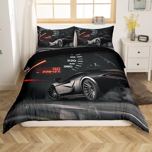 Homewish Black Racing Car Bedding Boys King Size Duvet Cover Sets Kids Race Car Quilt Cover - Image 2