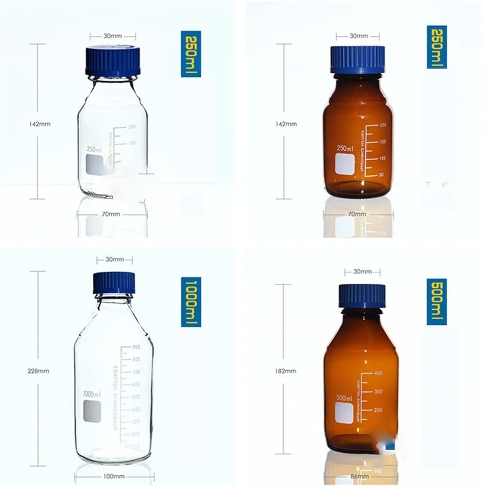 25 ml bis 1000 ml Laborflasche, transparent/braun, mit Schraubverschluss, versiegelt, Glas, Laborflasche(50ml 2pcs)